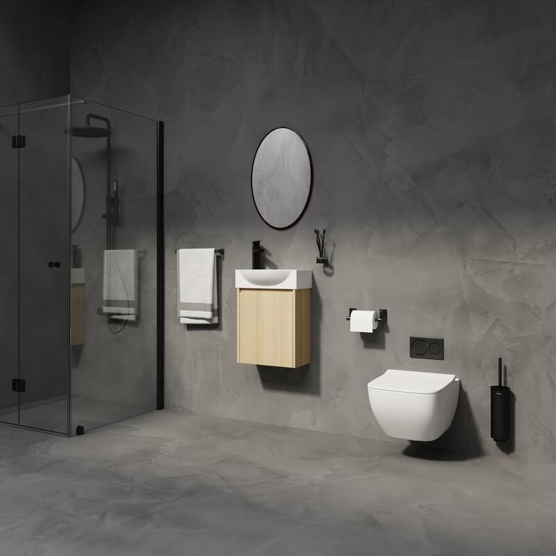GDFStudio - Levistar Modern Wall-Mounted Bathroom Vanity with Scratch-Resistant Sink & Soft Close Door for Small Space