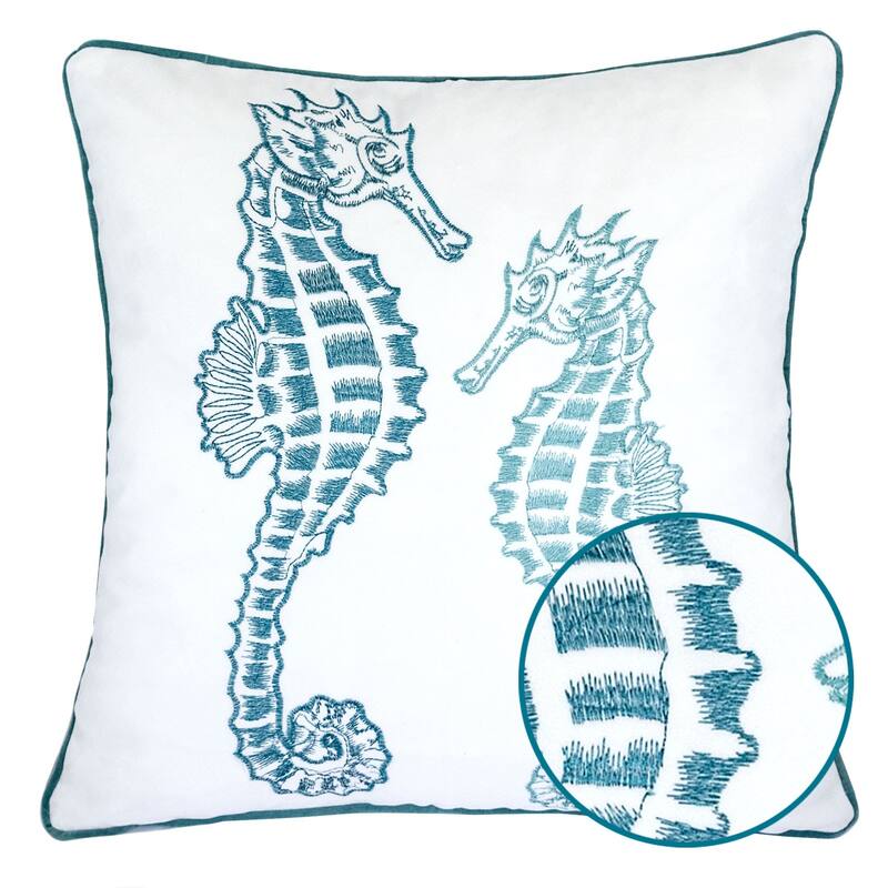 Seahorse Throw Pillow with Velvet Cover and Optional Filling 20x20 Inches