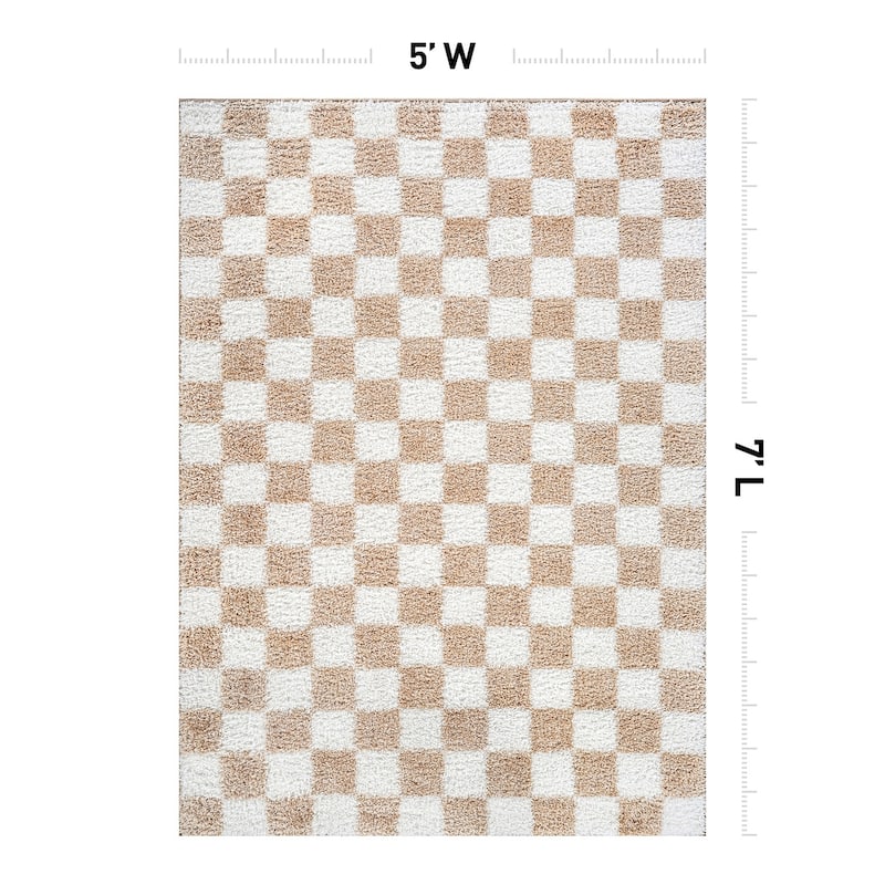 Block Shag Rug - Great for Living Room, Bedroom, or Entryway - Medium Pile, Easy to Clean - Anthracite Dark Gray