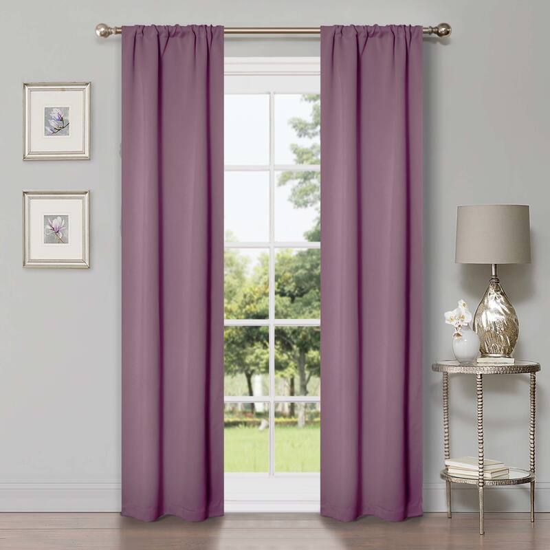 Superior Solid Machine Washable Room Darkening Semi-Blackout Curtains, Set of 2