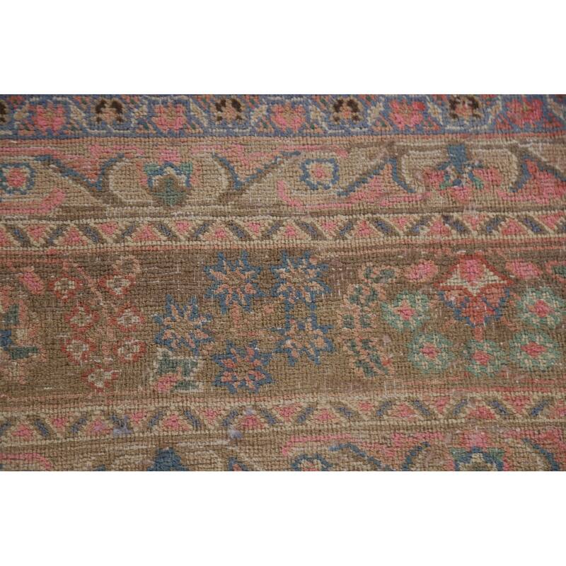 Hand Knotted Oriental 100% Wool Carpet Traditional Floral Oranges & Rust Mashad Area Rug - 9' 5'' X 6' 5''