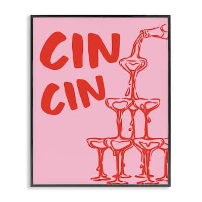Stupell Cin Cin Champagne Tower Framed Giclee Art Design By House of Lulu