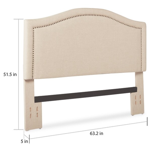Abbyson Raleigh Studded Beige Linen Headboard