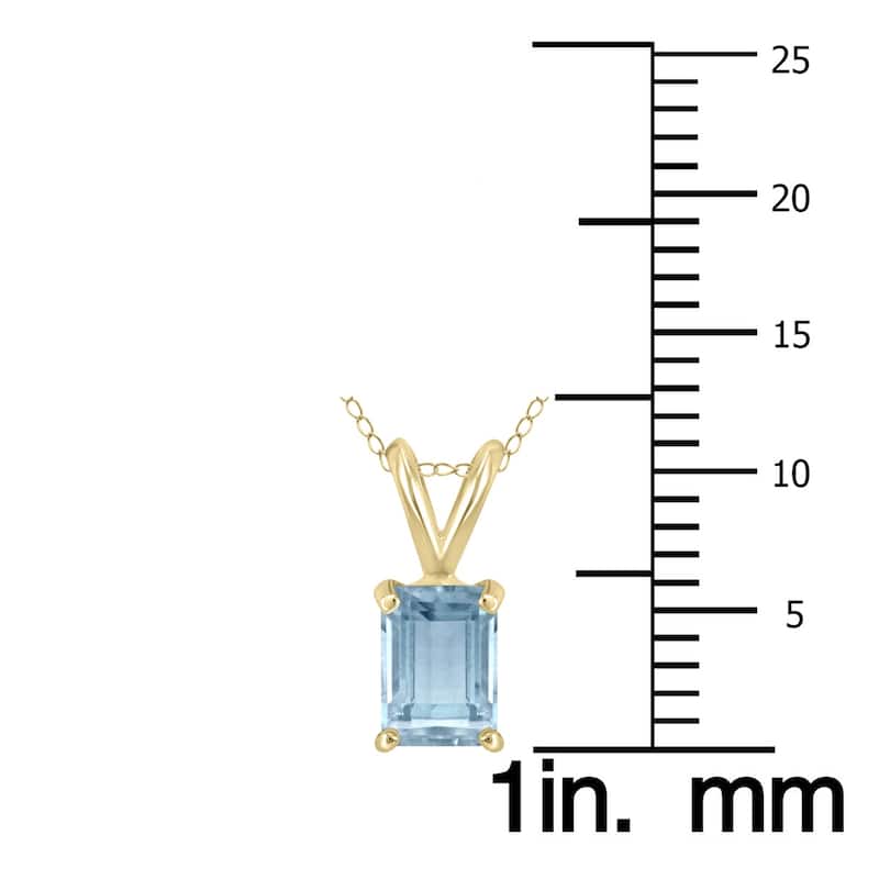 Marquee 14K Yellow Gold 6x4MM Emerald Shaped Aquamarine Pendant