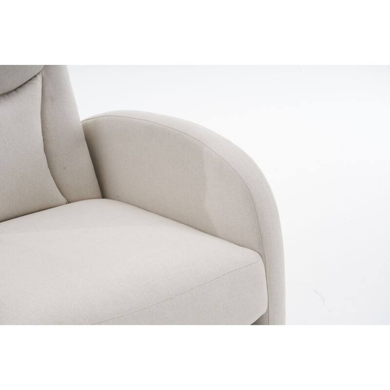 Linen Rocking Chair With Adjustable Footrest