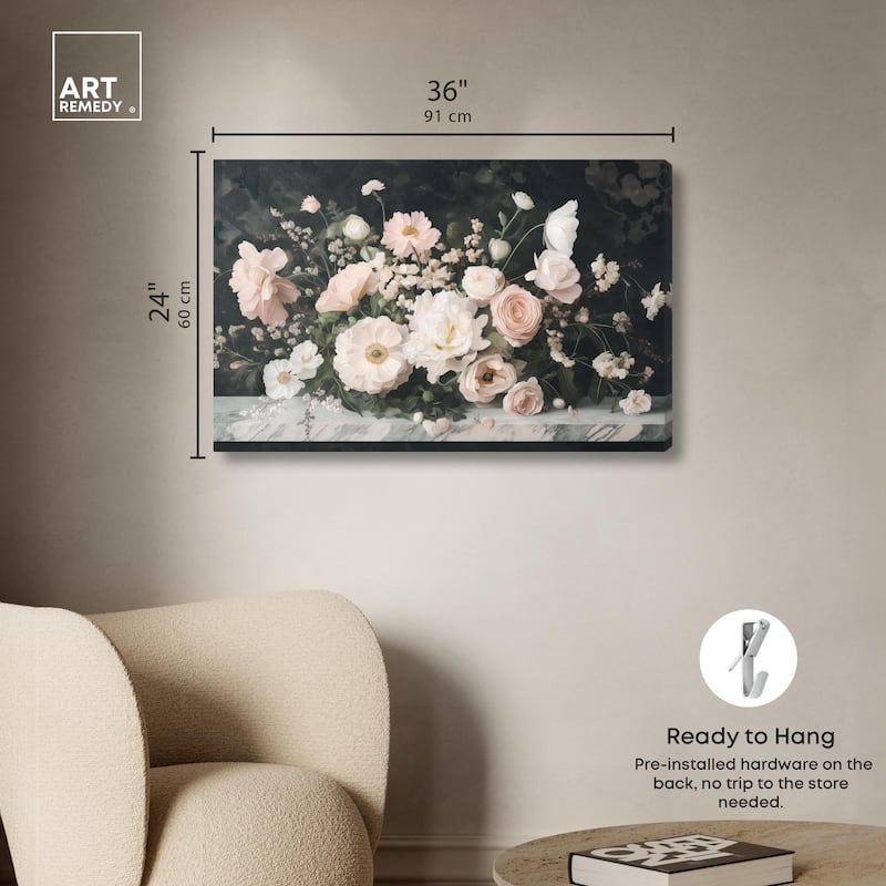 Marble and Blooms Canvas by Art Remedy, Gallery Wrapped