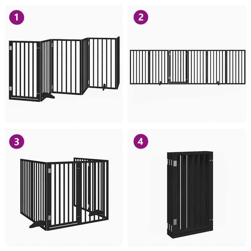 vidaXL Dog Gate Foldable Poplar Wood