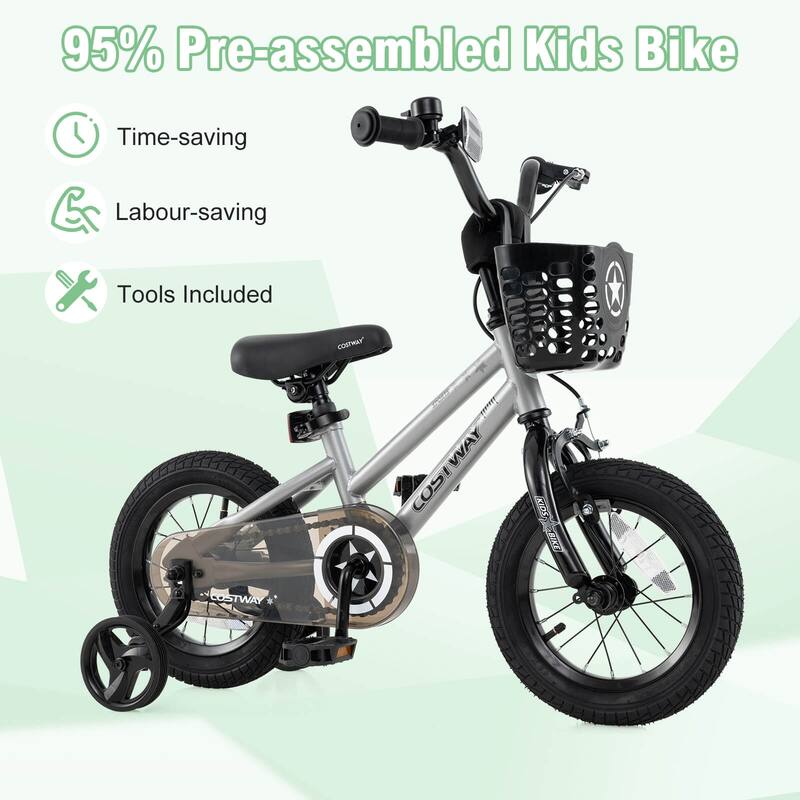 Costway 12"/14"/16"/18" Kid’s Bike with Training Wheels Adjustable - See Details