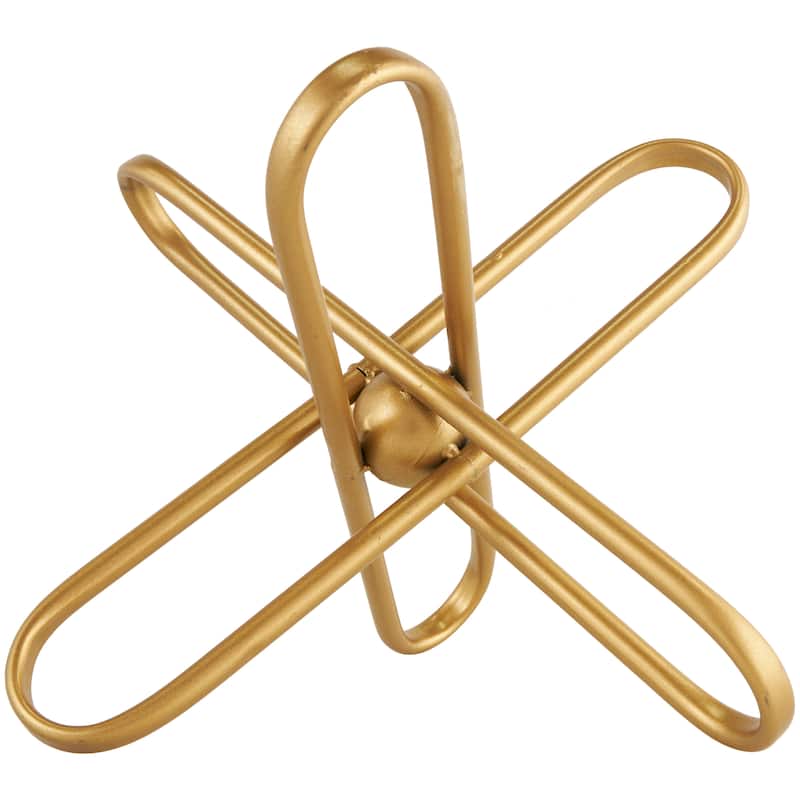 Metal Geometric Sculpture with Paper Clip Accents - Set of 2 Gold - CosmoLiving by Cosmopolitan - 12"W x 12"L x 10"H