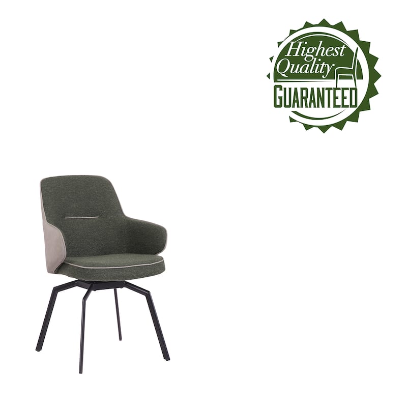 Porthos Home Urki Swivel Fabric and PU Leather Accent Chair with Steel Legs