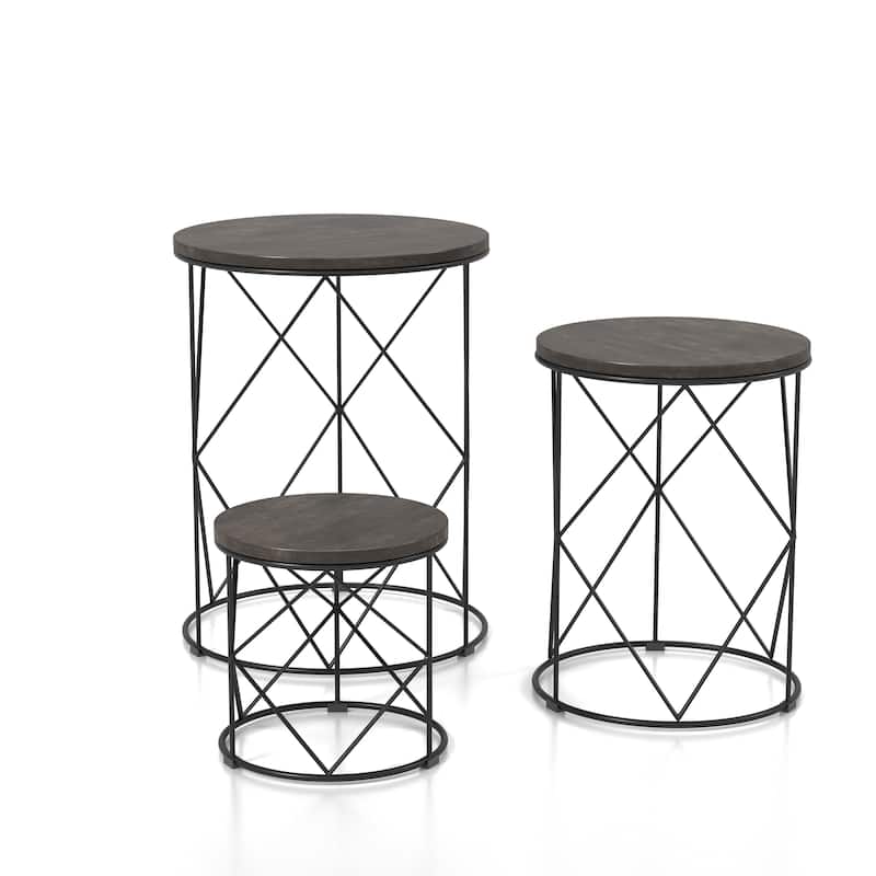 Rusk Modern 17-inch Metal 3-Piece Nesting Tables Set by Furniture of America