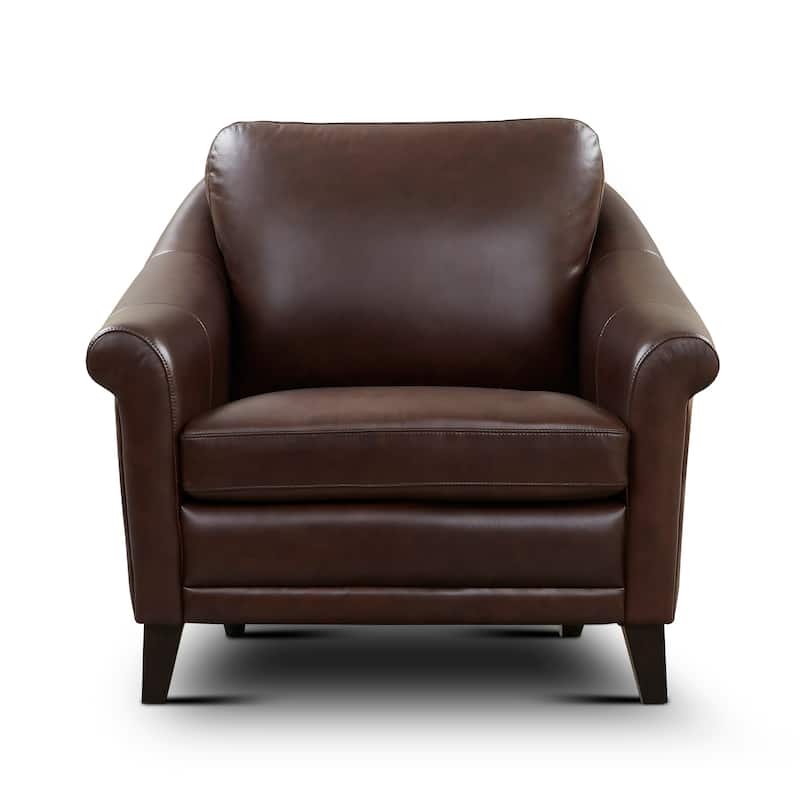 Sienna 100% Genuine Leather Midcentury Modern Armchair