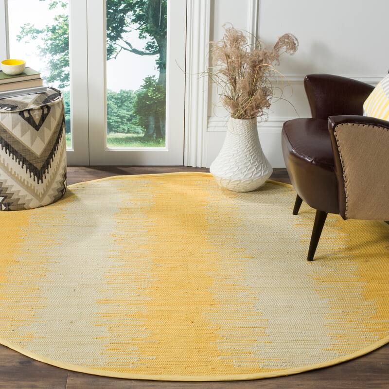 SAFAVIEH Handmade Flatweave Montauk Darcy Casual Cotton Rug - 6' Round - Gold