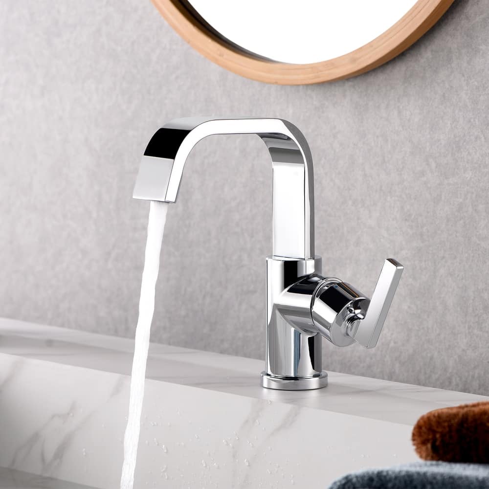 Luxier BSH14-S Single Handle Single Hole Bathroom Faucet with Drain