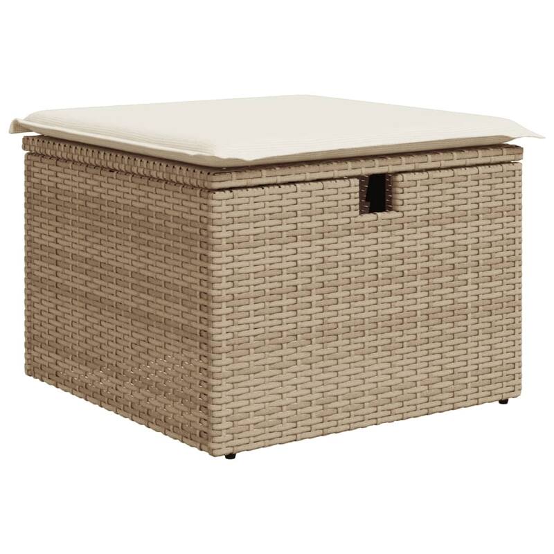 vidaXL Patio Stool with Cushion Ottoman Outdoor Seating Cube Seat Poly Rattan - 21.7 x 21.7 x 14.6