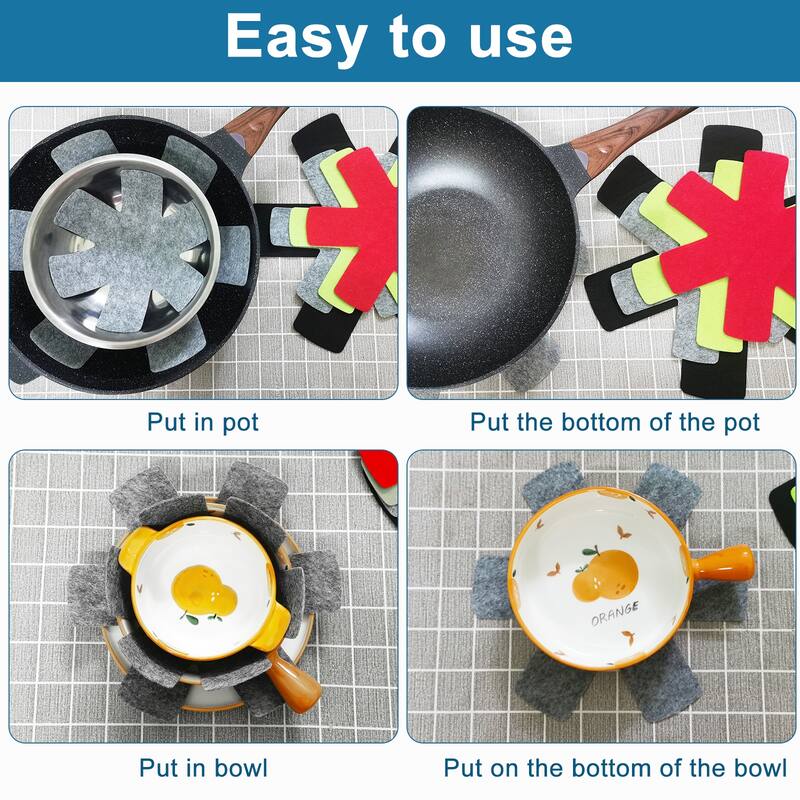3 Size Pot and Pan Protectors, Anti-Slip Cookware Protector with Hole