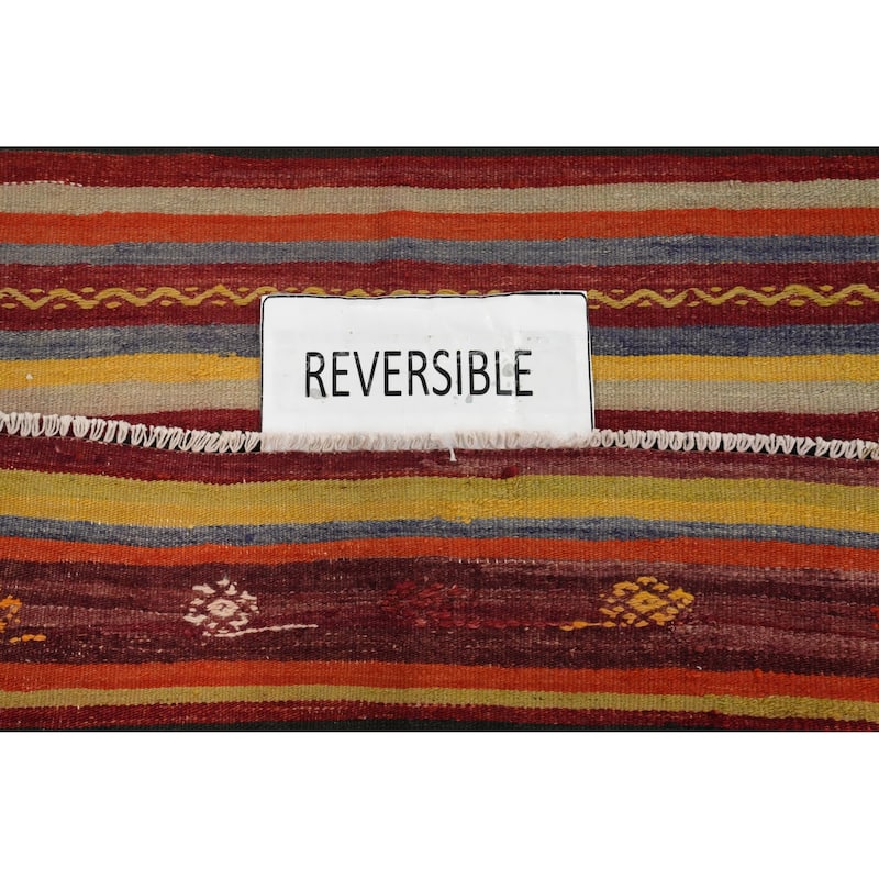 Hand Woven Oriental 100% Wool Carpet Southwestern Tribal Multi-Colored Kilim Area Rug - 8' 4'' X 5' 1''