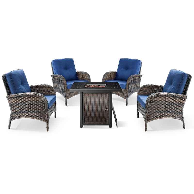 Gymojoy Outdoor Patio Chair & Fire Pit Set Luxurious Comfort Conversation Set