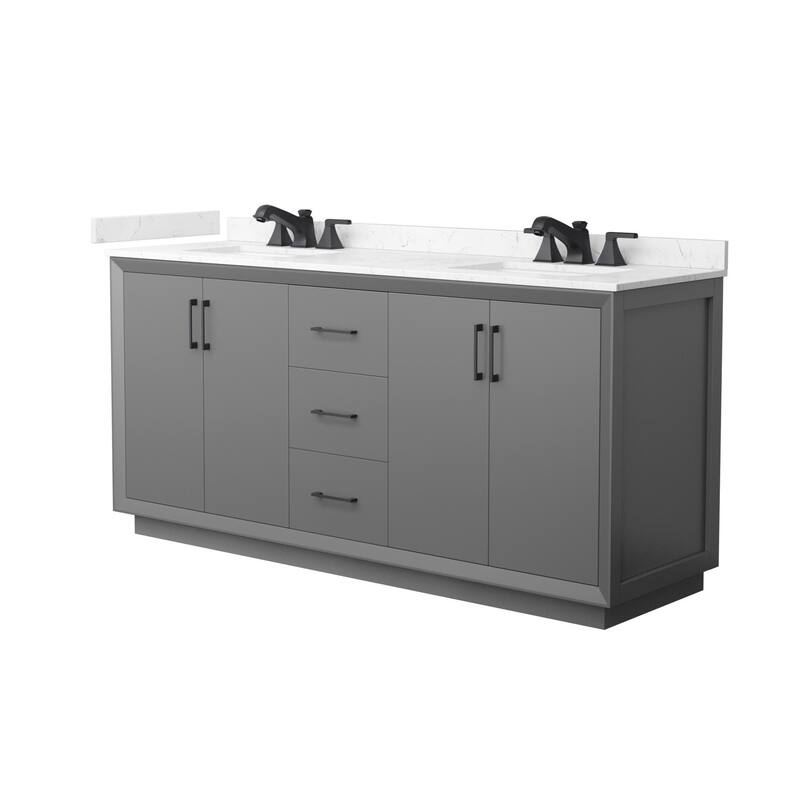 Wyndham Collection WCF4141-72D-VCA-US3MXX Strada 72" Free Standing - Dark Gray / Carrara Cultured Marble Top / Matte