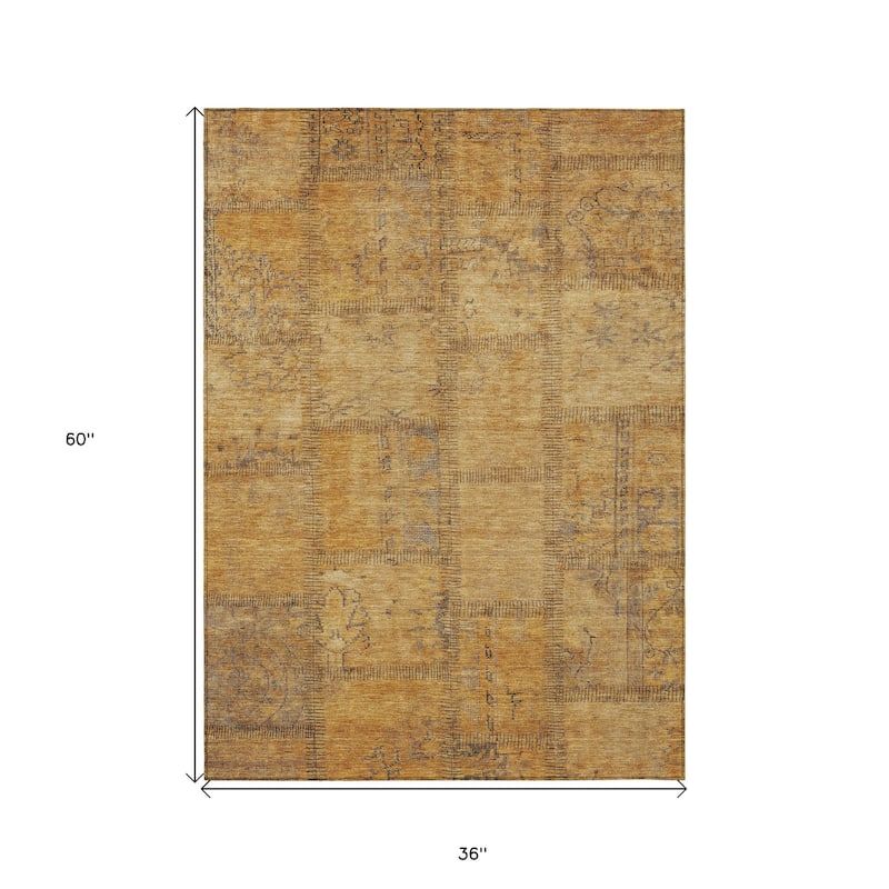 HomeRoots Patchwork Transitional Rectangle Outdoor Rug