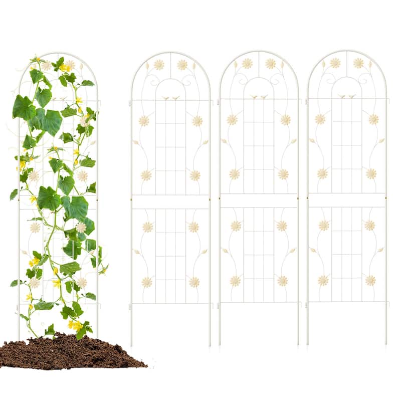 Costway 4 Pack Rustproof Metal Garden Trellis 71" x 20" Wire Lattice - See Details - White