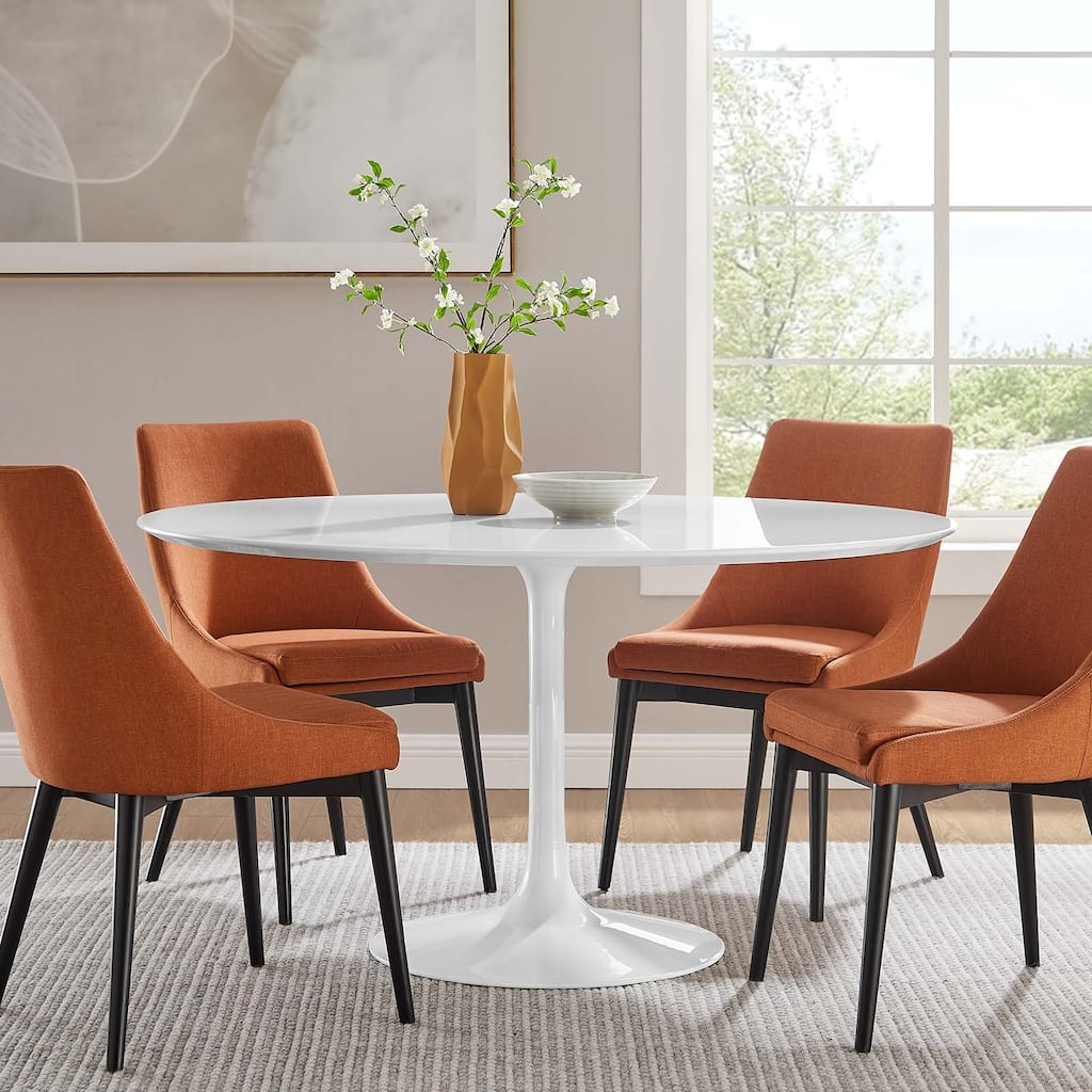Modern Dining Table With White Circular Wooden Top