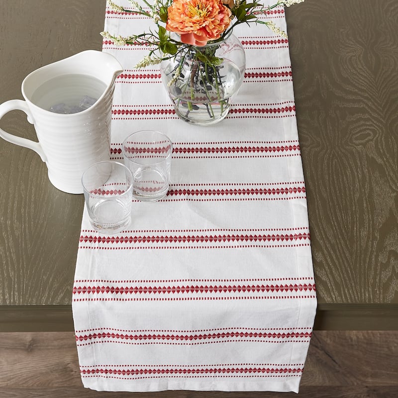 DII French Blue Zig Dobby Stripe Table Runner