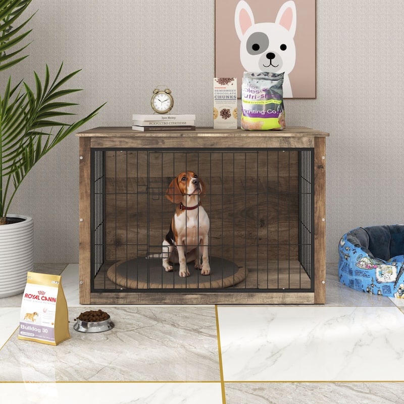 Dog Crate Furniture ,Wooden Dog Crate with Double Doors, Dog Furniture, Indoor Dog Kennel