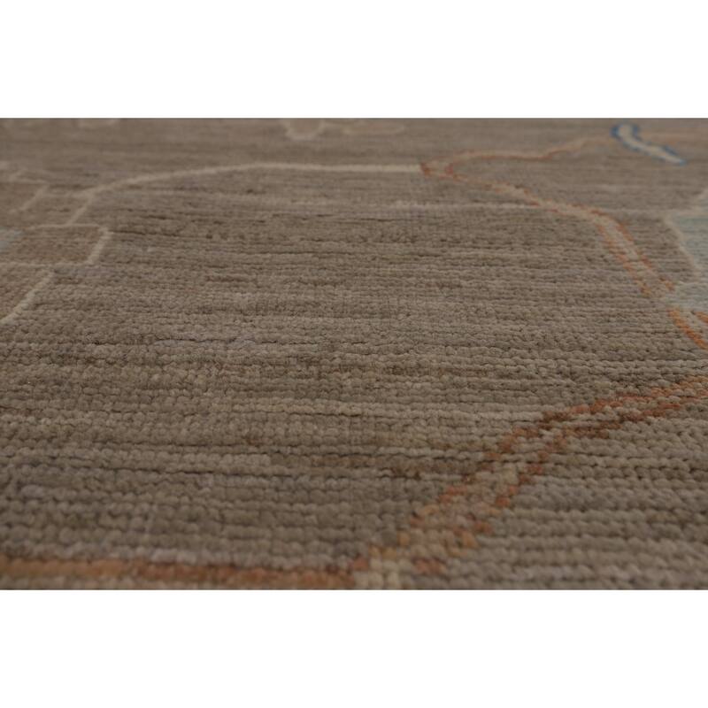 Transitional Oushak Turkish Rug Handmade Beige Oriental Wool Carpet - 9'1"x 11'9"