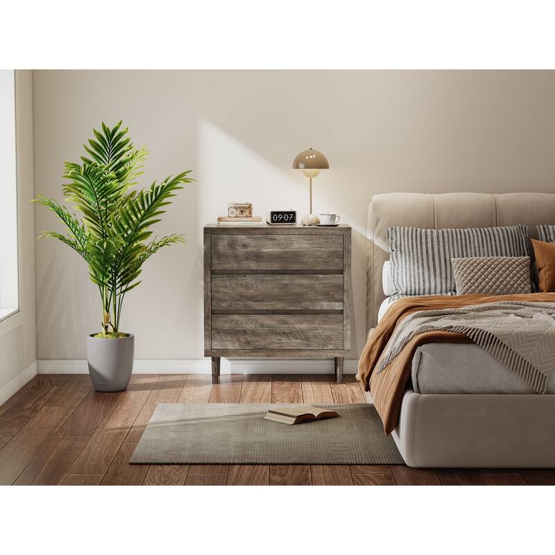 3 Drawer Nightstand Wooden Storage Drawer Cabinet Tall Side Table with Anti Rollover Restraint for Bedroom