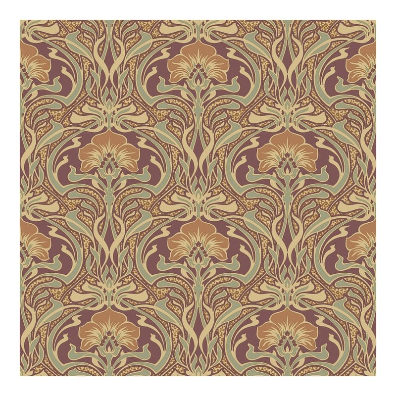 Crown Donovan Burnt Sienna Nouveau Floral Wallpaper - 20.5 x 396 x 0.025