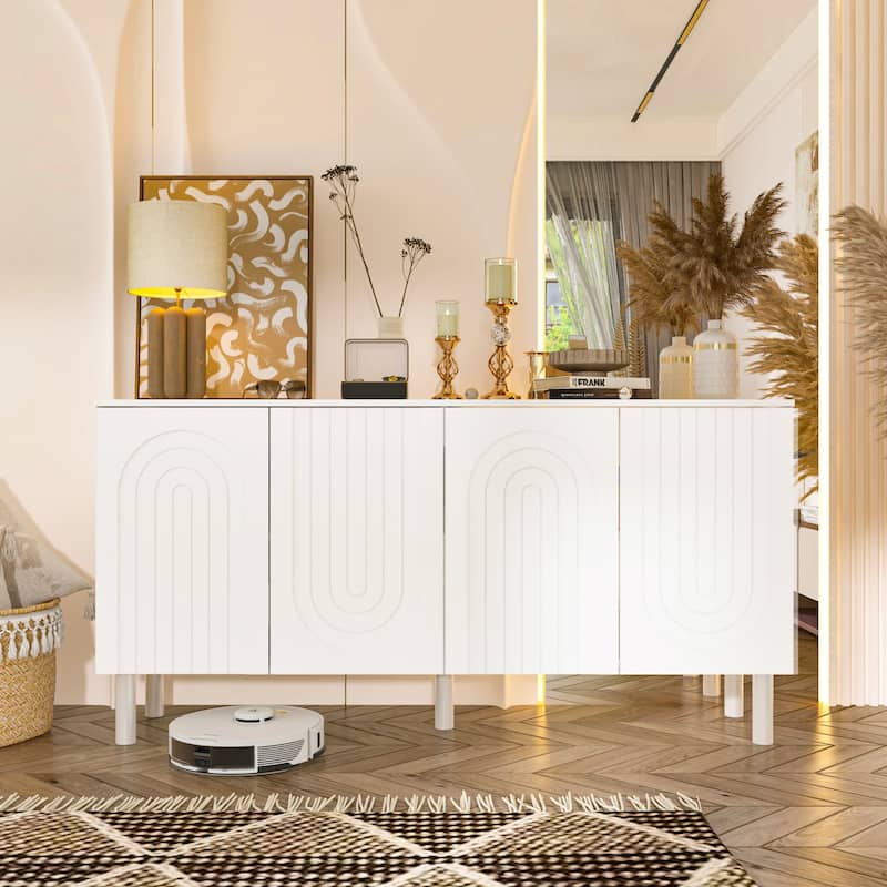 White Sideboard Bookcase Kitchen Cabinet Buffet Credenza End Table Whie/Black