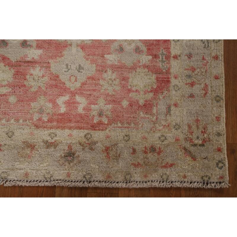 Muted Oushak Geometric Turkish Oriental Rug Hand-knotted Wool Carpet - 2'10" x 3'8"