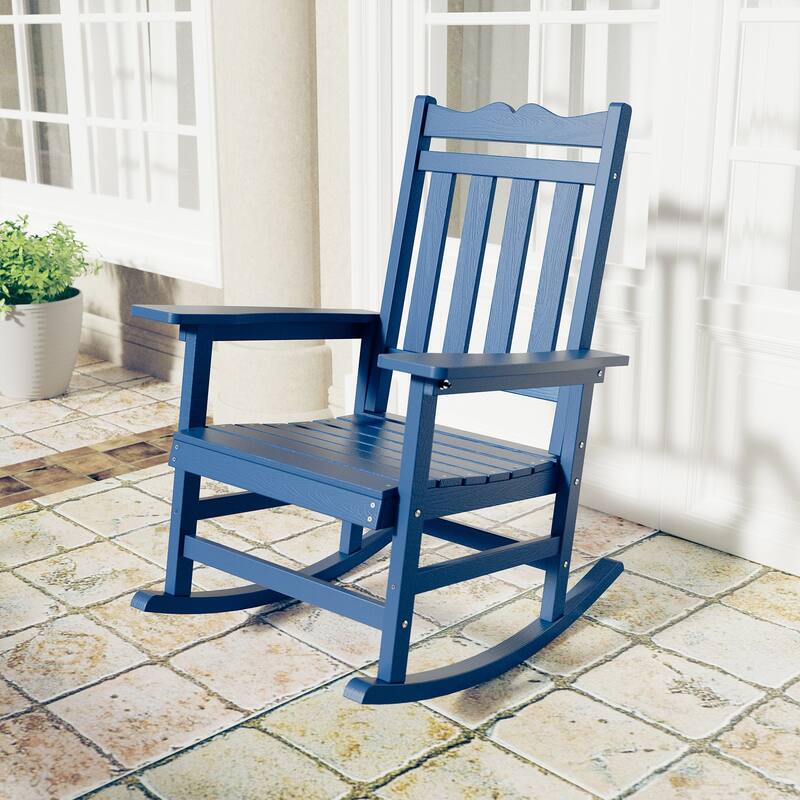 BONOSUKI Patio Adirondack Rocking Chair,Fire Pit Chair Weather Resistant - Blue