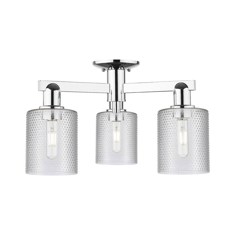 Innovations Lighting 716-3F-11-23 Cobbleskill Semi-Flush Cobbleskill 3 - Polished Chrome / Clear
