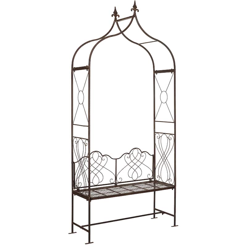 SAFAVIEH Outdoor Ryleigh Victorian Scroll Iron Arbor