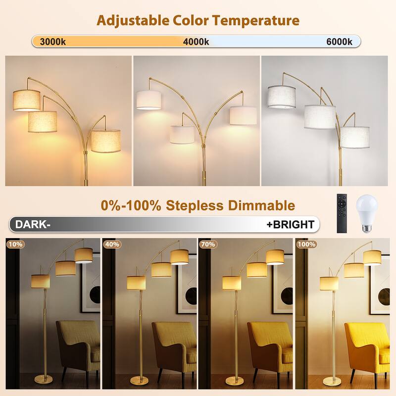 80" Tree Floor Lamp with Remote Control and Dimmable 3 Color Tempetures