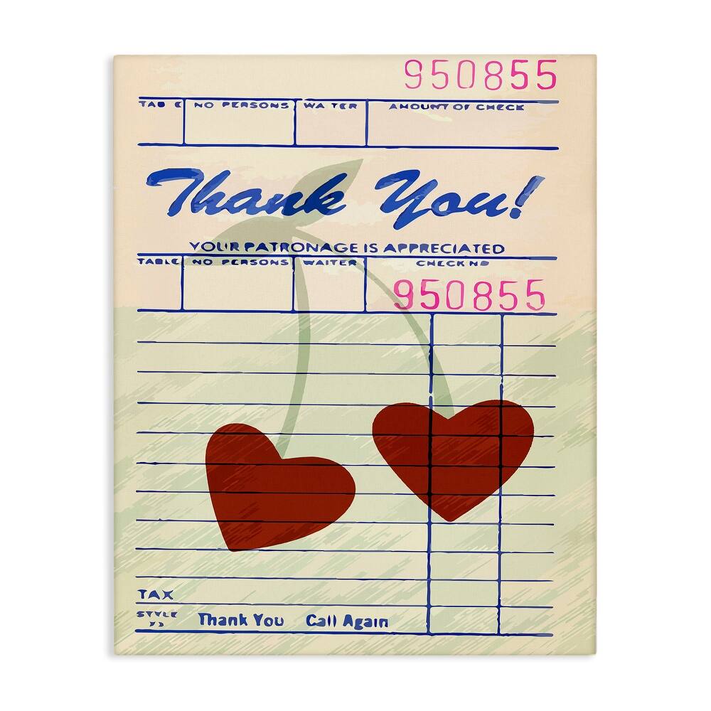 Stupell Cherries on Restaurant Check Canvas Wall Art Design By Lil' Rue