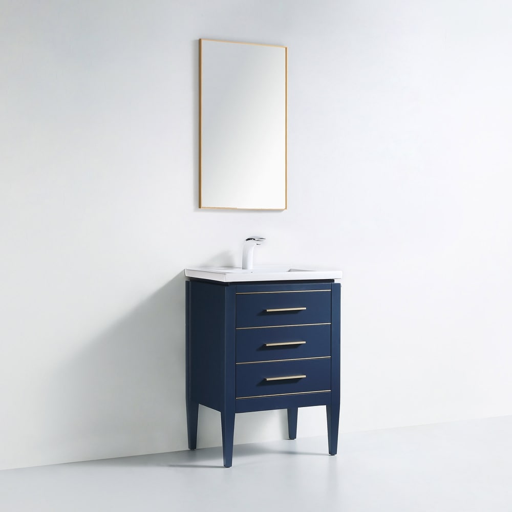 24 inch Small Narrow Bathroom Vanity Navy Blue with Storage  (23.5Wx18.15Dx35H) CCL208NB24