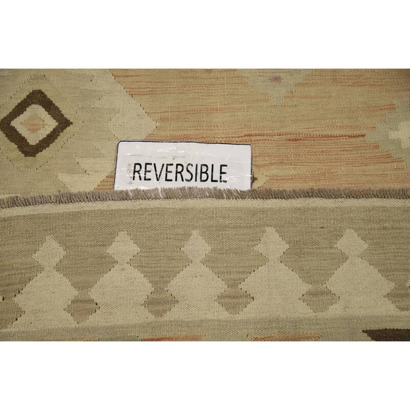 Hand Woven Oriental 100% Wool Carpet Southwestern Tribal Oranges & Rust Kilim Area Rug - 13' 2'' X 9' 4''