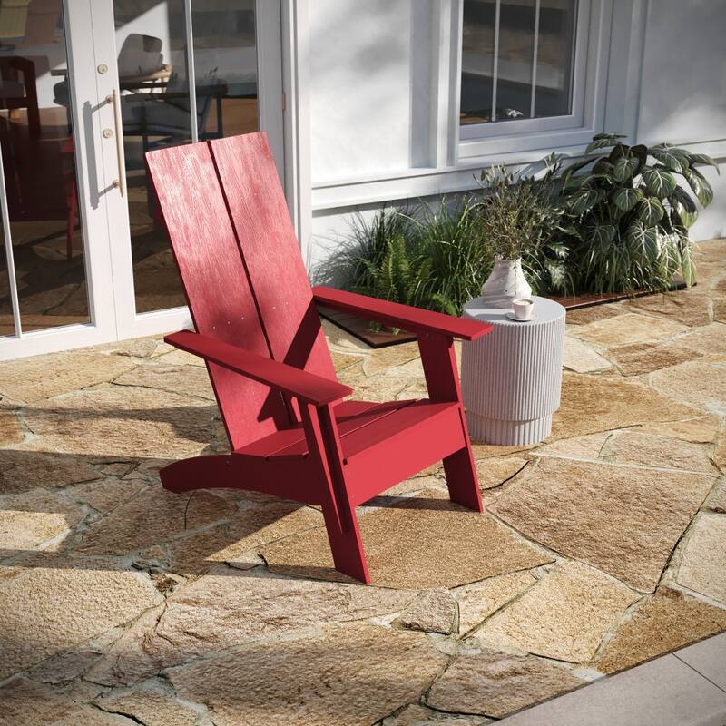 Modern Dual Slat Back Adirondack Style Chairs, Set of 4