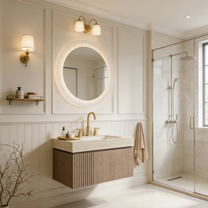 Mondern Floating Bathroom Vanity with 3 Pre-drilled Faucet Holes