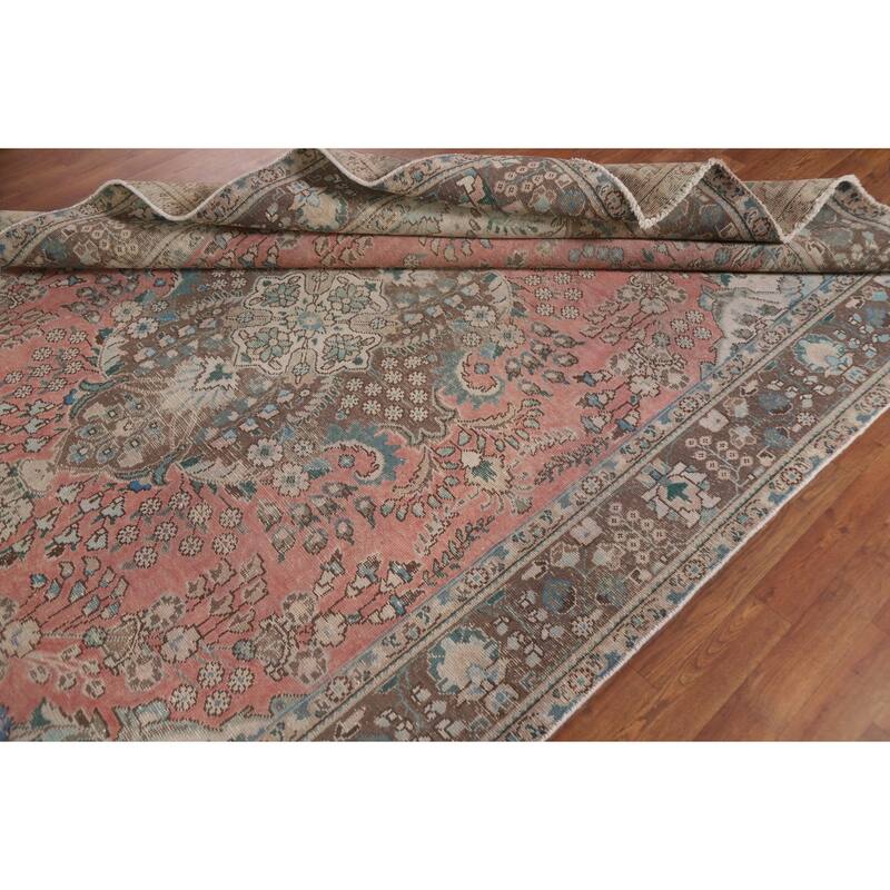 Handmade Tabriz Persian Vintage Area Rug Living Room Wool Carpet - 6'5" x 9'10"