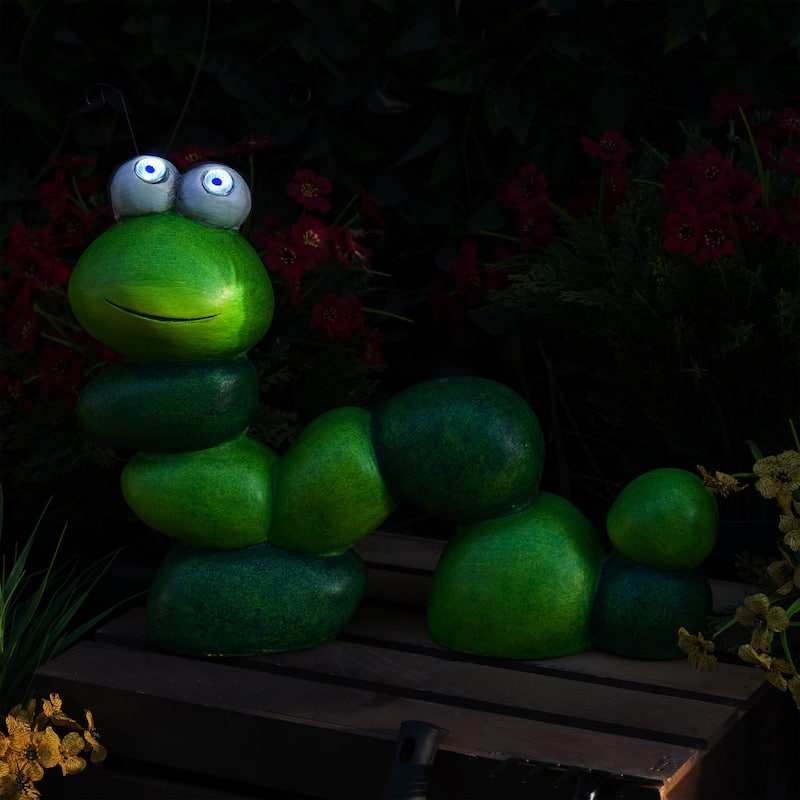 Solar Caterpillar Statuary w/ LED Light-Up Eyes