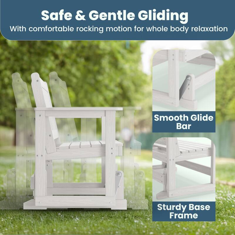 Outdoor Patio HDPE Glider Bench, Garden Rocking Bench