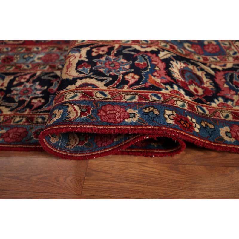 Floral Mashad Large Antique Persian Area Rug Handmade Wool Carpet - 9'6" x 16'4"