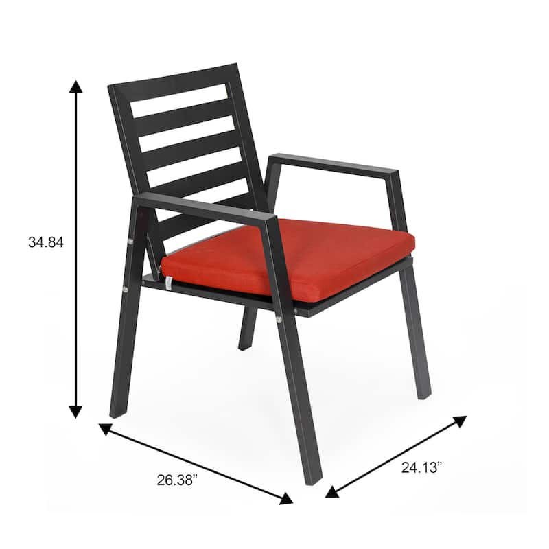 Chelsea Modern Mid-Century Patio Silhouette Aluminum Dining Chair with Olefin Fabric Cushions - 34.84