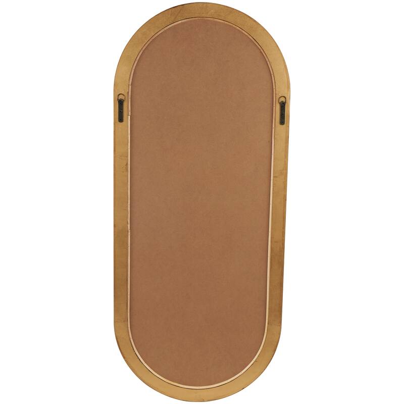 Brown Wooden Oval Room Wall Mirror with Dimensional Carved Frame