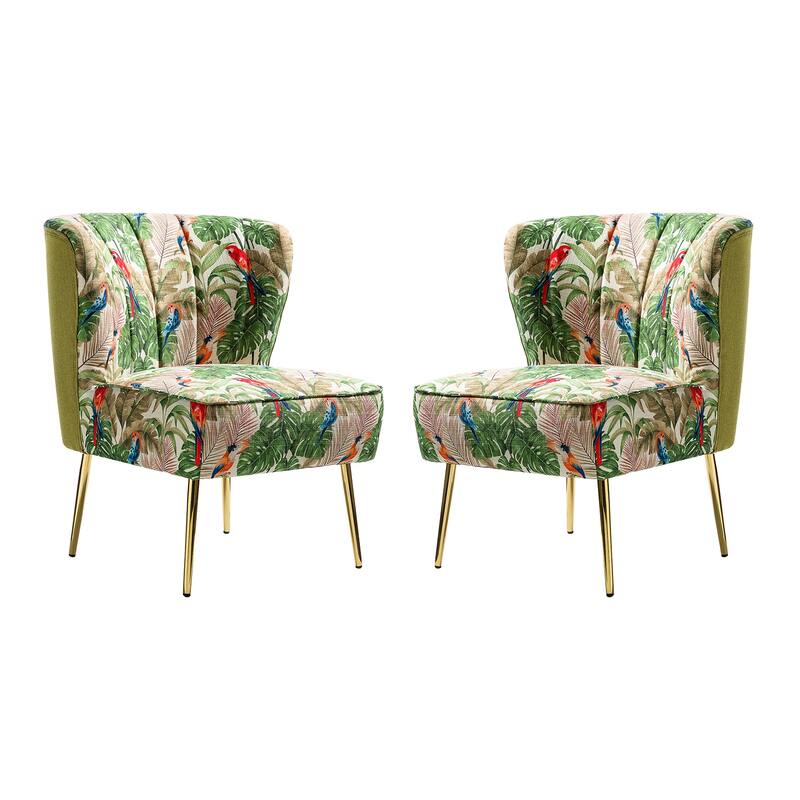 Almira Contemporary Upholstered Armless Side Chair with Tufted Back Set of 2 by HULALA HOME
