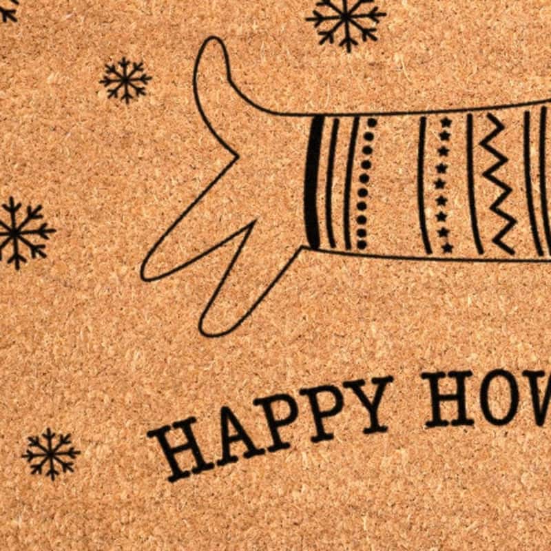 HomeRoots 24" X 36" Brown And Black Christmas Dog Outdoor Coir Door Mat - 24.00' X '36.00